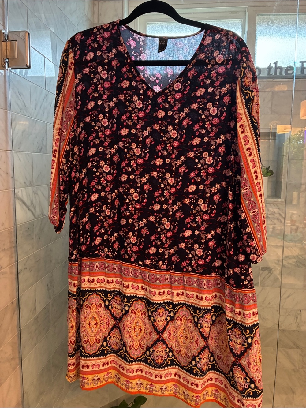 Emery Rose XL NWOT Floral Border-Print Tunic Dress